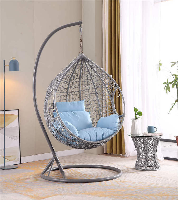 2021 Fashion Hot Sell  Outdoor Hanging chairs Rattan egg chair wicker swing  Large Chairs with support table living room