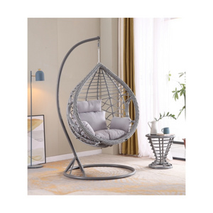 Outdoor garden double thick foot pedal hanging chairs patio rattan wicker egg swing chair