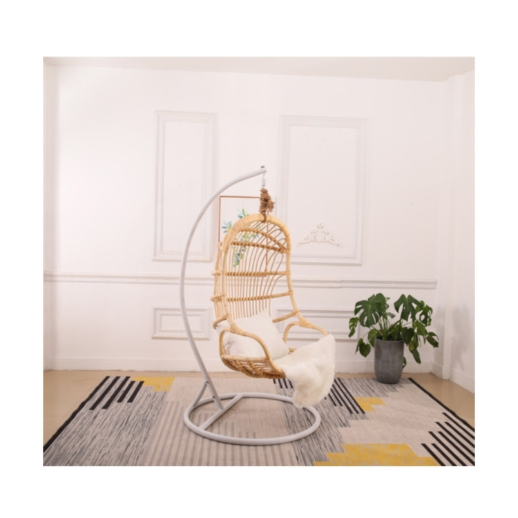 Outdoor indoor patio rattan hanging chair swing chair with stand for the garden