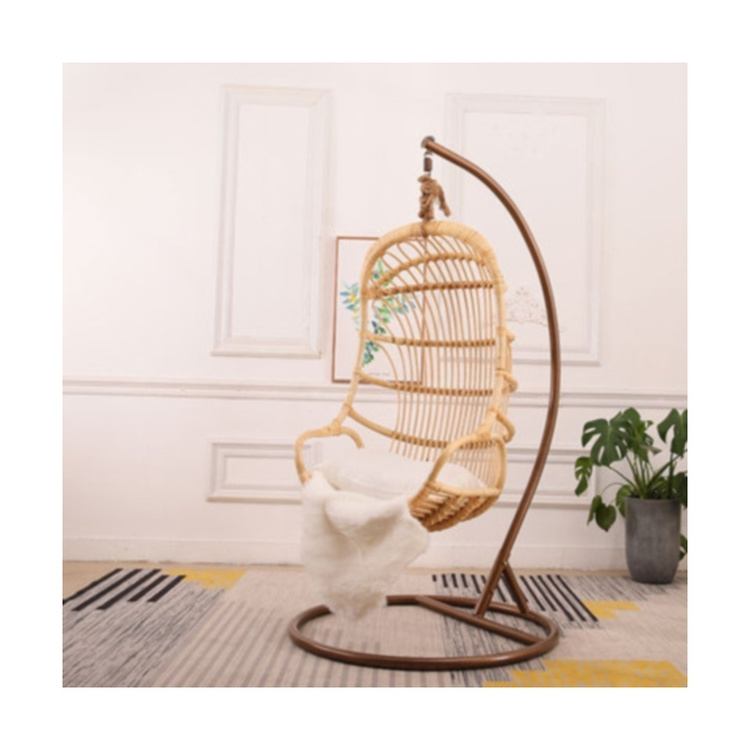 Outdoor indoor patio rattan hanging chair swing chair with stand for the garden