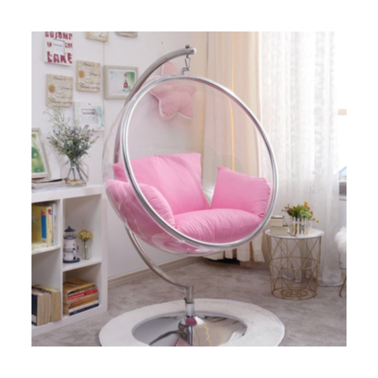 Modern new design acrylic hanging bubble chairs swing chair with stand for bedroom