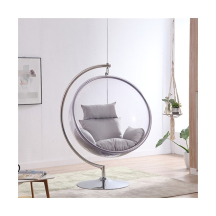 Modern new design acrylic hanging bubble chairs swing chair with stand for bedroom