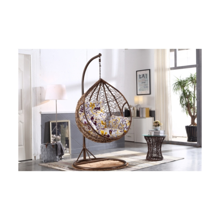 Hot selling product large rattan hanging chairs wicker egg swing with support table