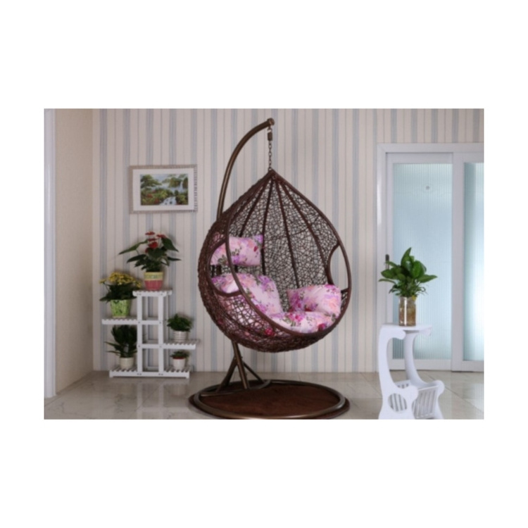 Hot selling product large rattan hanging chairs wicker egg swing with support table