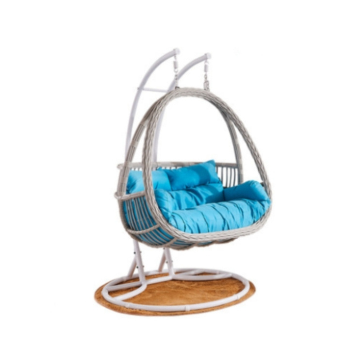 Indoor high quality double flower basket hammock rattan hanging chair swing chair