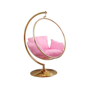 New design style outside transparent hemisphere chair hanging suspendu bubble chair patio swings with-stand