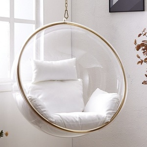 Hot sell acrylic hanging chair Standing Egg swing Ball Golden Bubble Chairs outdoor With Hanging Chain for garden home