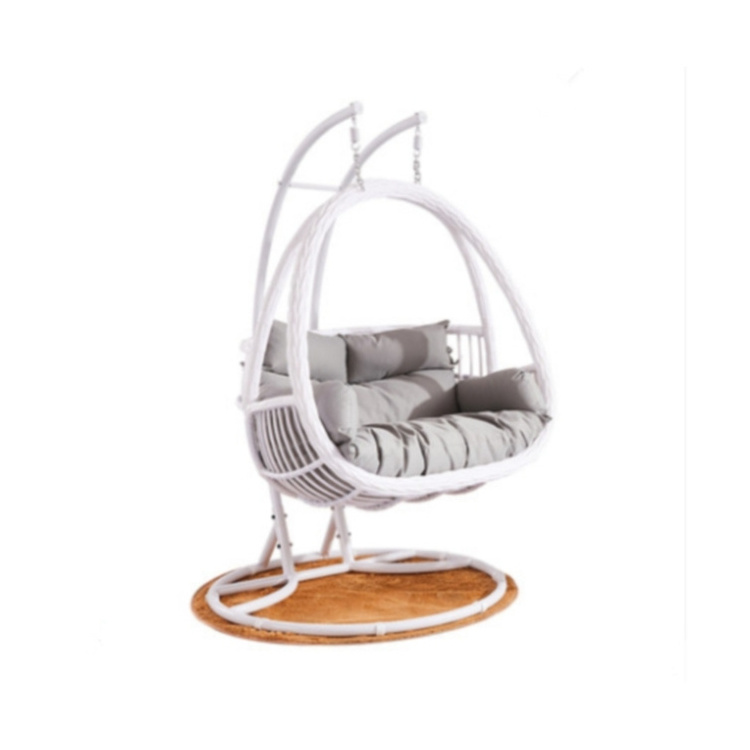 Indoor high quality double flower basket hammock rattan hanging chair swing chair