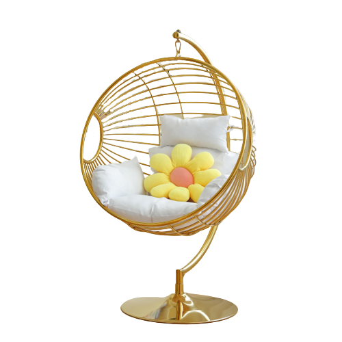 Gold stainless steel  egg shape hanging swing chairs living room bedroom outdoor hotel luxury chairs decoration furniture