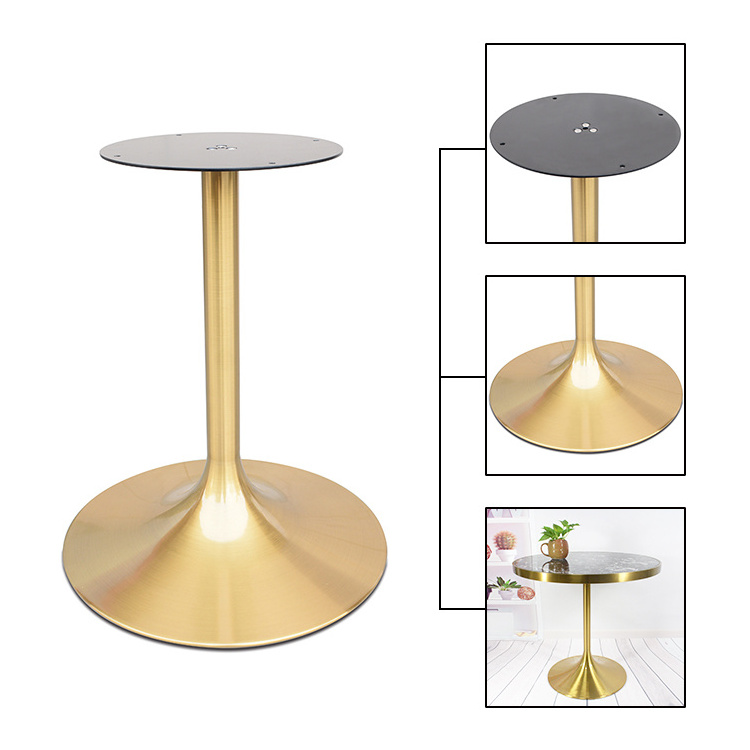 Metal Pedestal Iron Trumpet table legs feet stand simple round hotel coffee restaurant Tulip table base