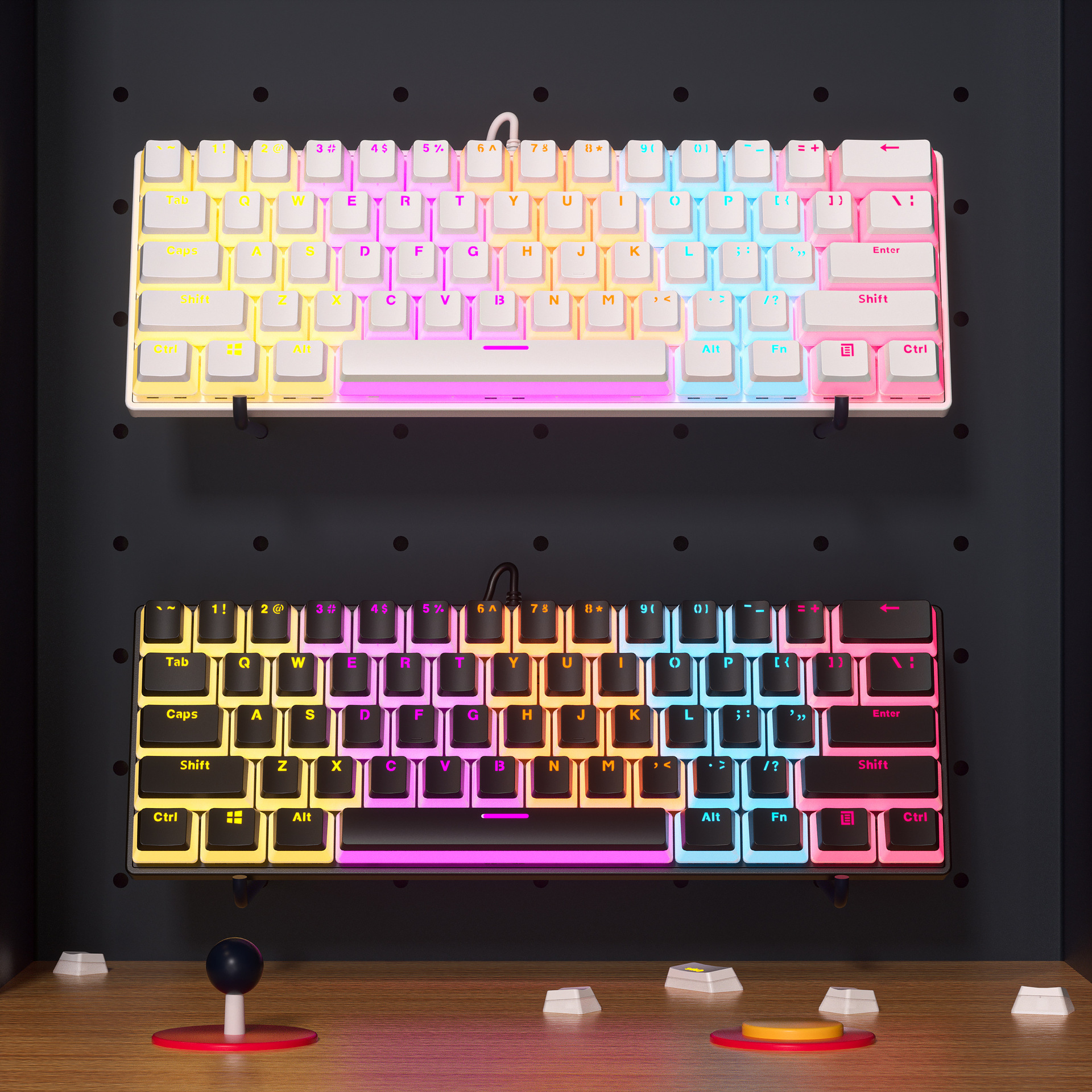 Wired 61 keys double skin milk pudding key cover mechanical keyboard green axis external RGB luminous mechanical keyboard