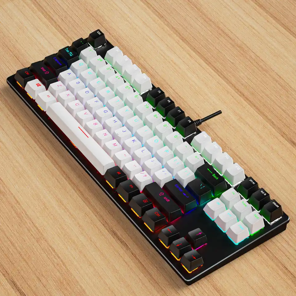 Wired 61 keys double skin milk pudding key cover mechanical keyboard green axis external RGB luminous mechanical keyboard