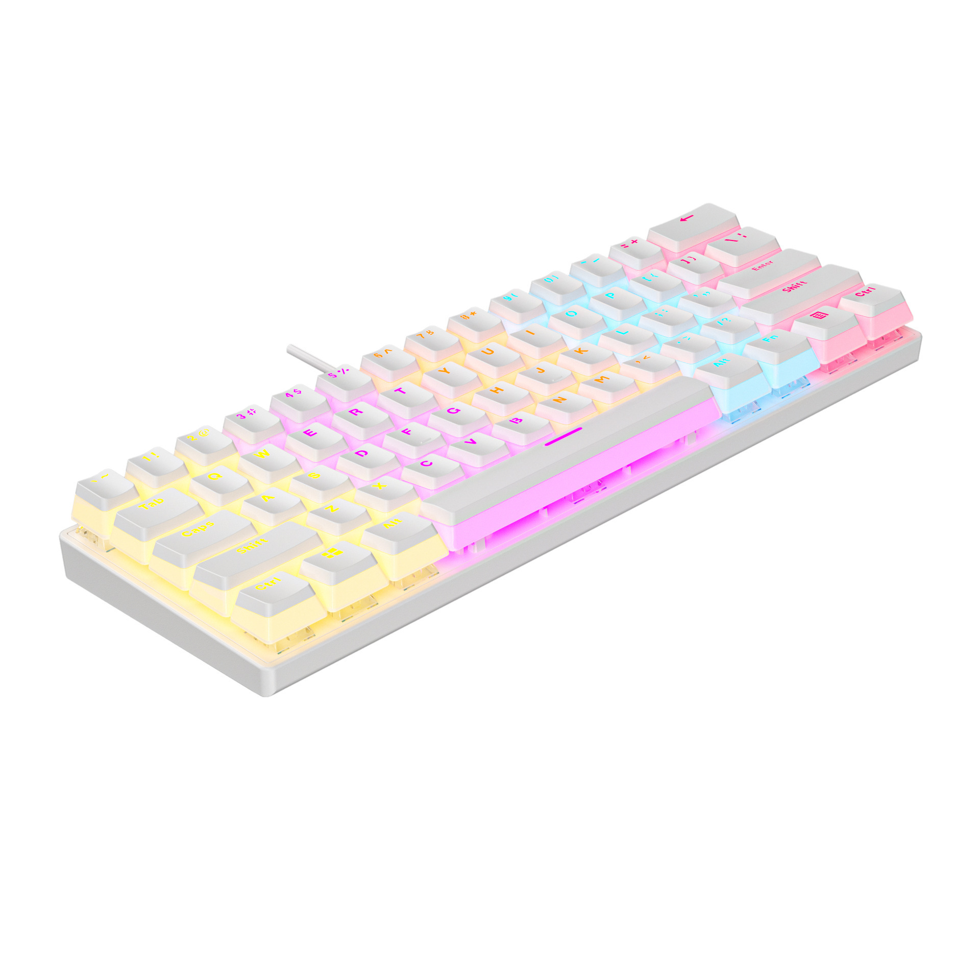 Wired 61 keys double skin milk pudding key cover mechanical keyboard green axis external RGB luminous mechanical keyboard