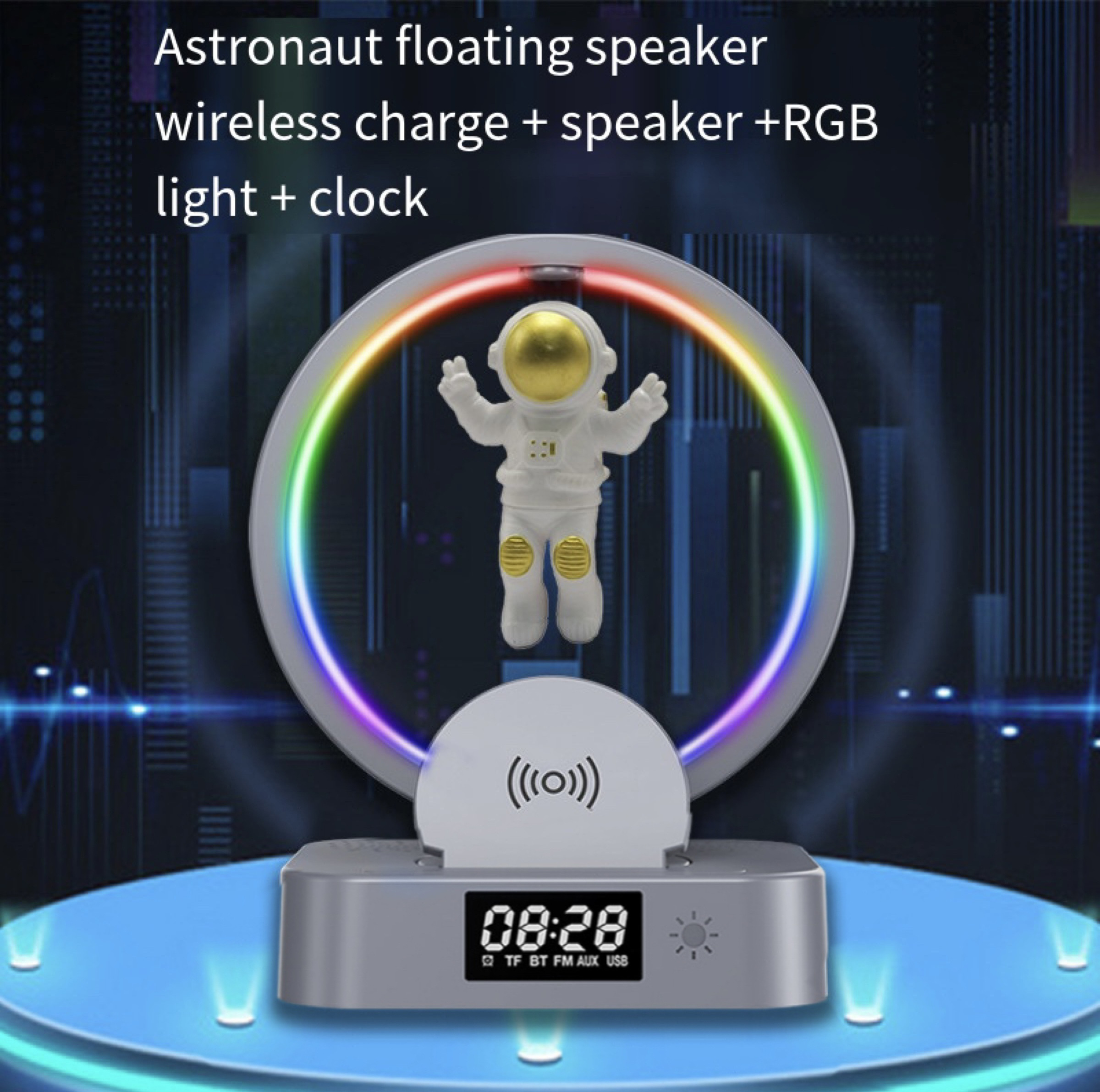 Magnetic levitation astronaut Bluetooth speaker clock Astronaut stereo RGB computer subwoofer