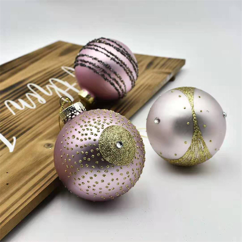 Hanging Balls Exquisite Christmas Tree Ornaments Ball Rose Gold Custom LOGO Hand Blown Glass 8CM