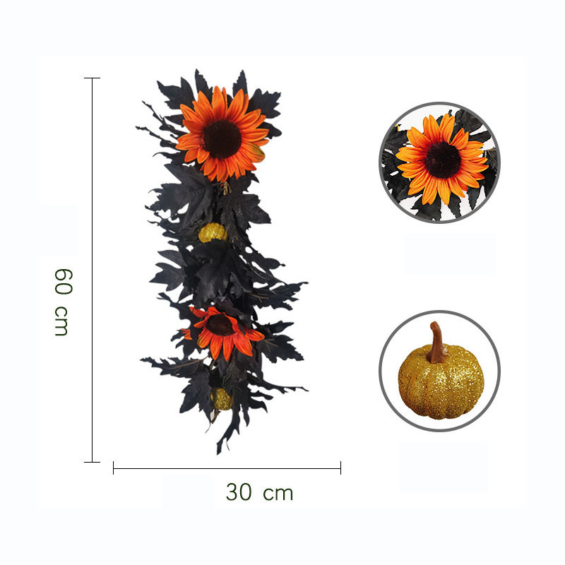 Halloween Garland Fall Wall Hanging Leaves Artificial Fall Decor Black Rose Garland Black Decorations Black Leaf Vine