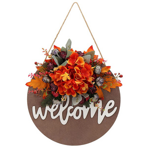 Round Welcome Door Sign Sign Interchangeable Welcome Sign Wooden Seasonal Welcome Home Wood Decoration