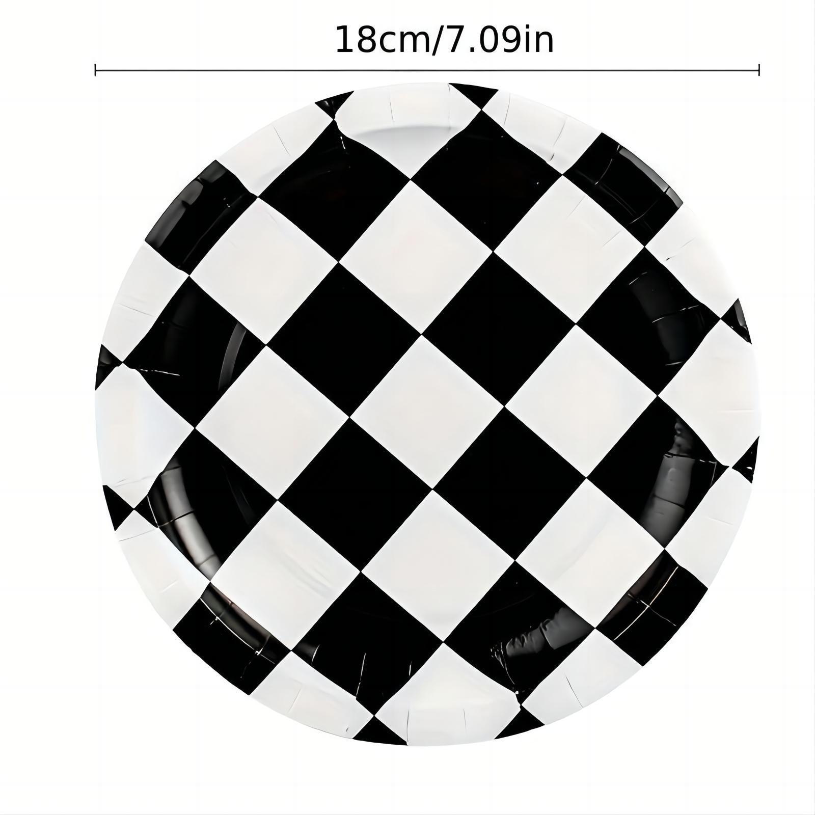 91Pcs Checkered Flag Party Supplies Racing Car Party Plates Black and White Tableware set  Plaid Disposable Dessert Paper