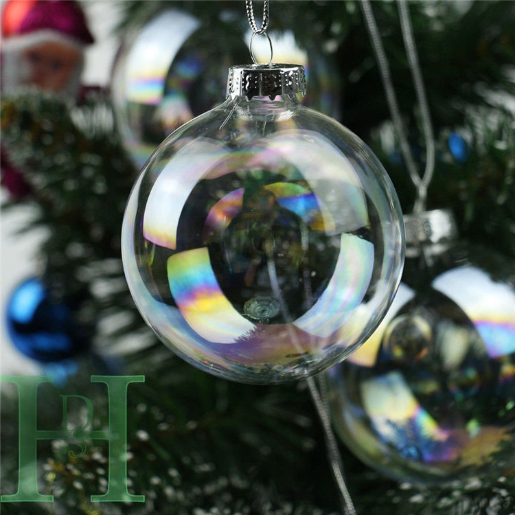 Baubles Cheap Price Clear Iridescent Hanging Balls Plastic / Glass Christmas Tree Decoration Bulk Pack Box Pack 6cm, 8cm & 10cm