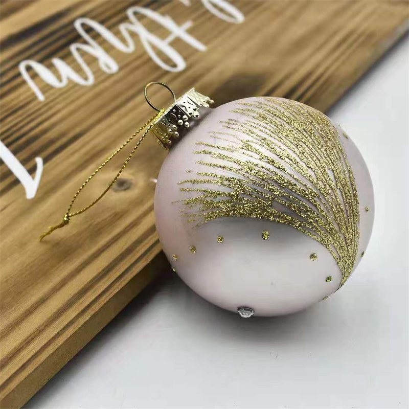 Hanging Balls Exquisite Christmas Tree Ornaments Ball Rose Gold Custom LOGO Hand Blown Glass 8CM