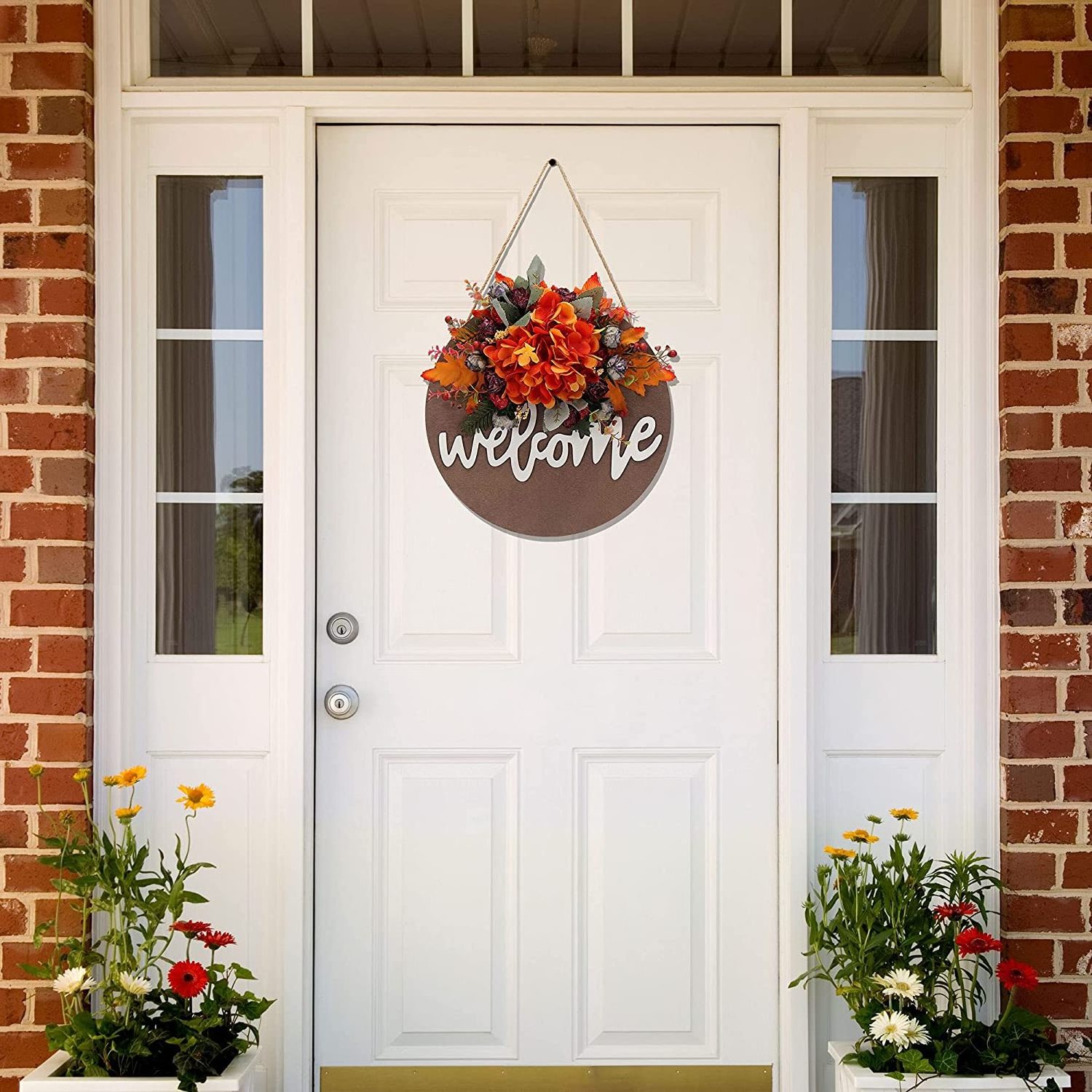 Round Welcome Door Sign Sign Interchangeable Welcome Sign Wooden Seasonal Welcome Home Wood Decoration