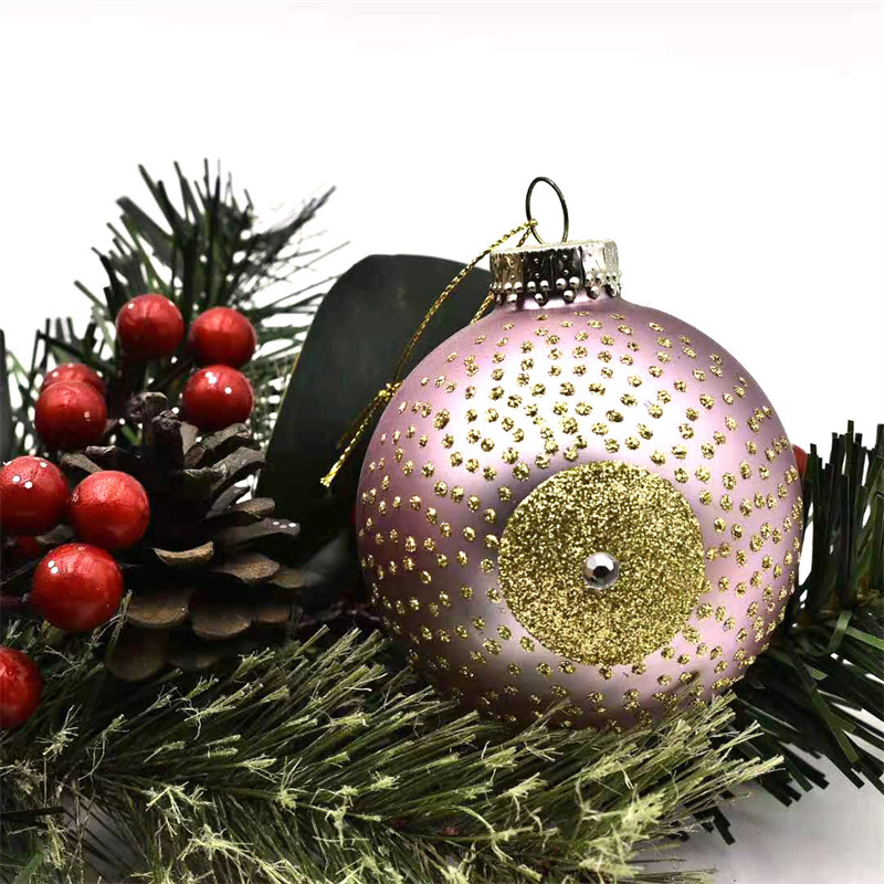 Hanging Balls Exquisite Christmas Tree Ornaments Ball Rose Gold Custom LOGO Hand Blown Glass 8CM