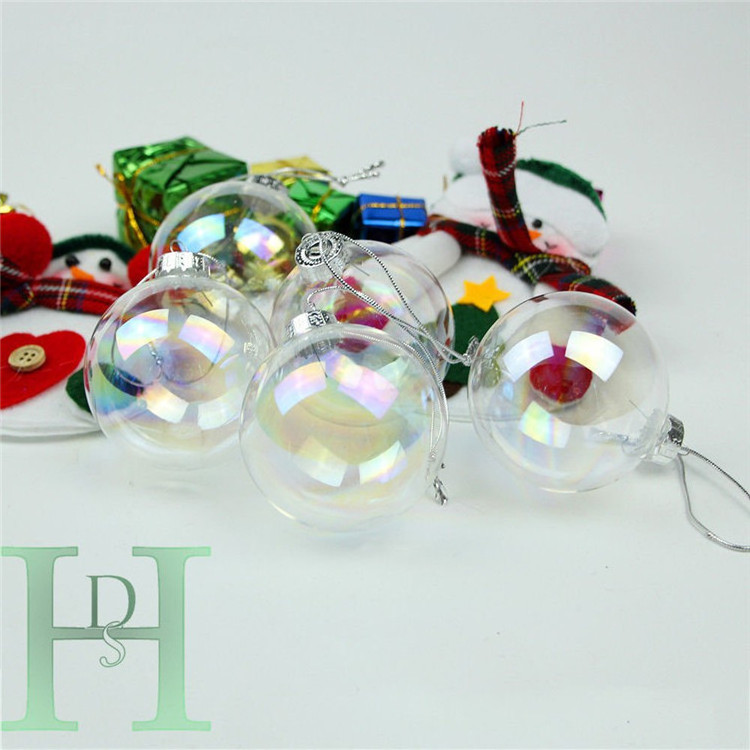 Baubles Cheap Price Clear Iridescent Hanging Balls Plastic / Glass Christmas Tree Decoration Bulk Pack Box Pack 6cm, 8cm & 10cm