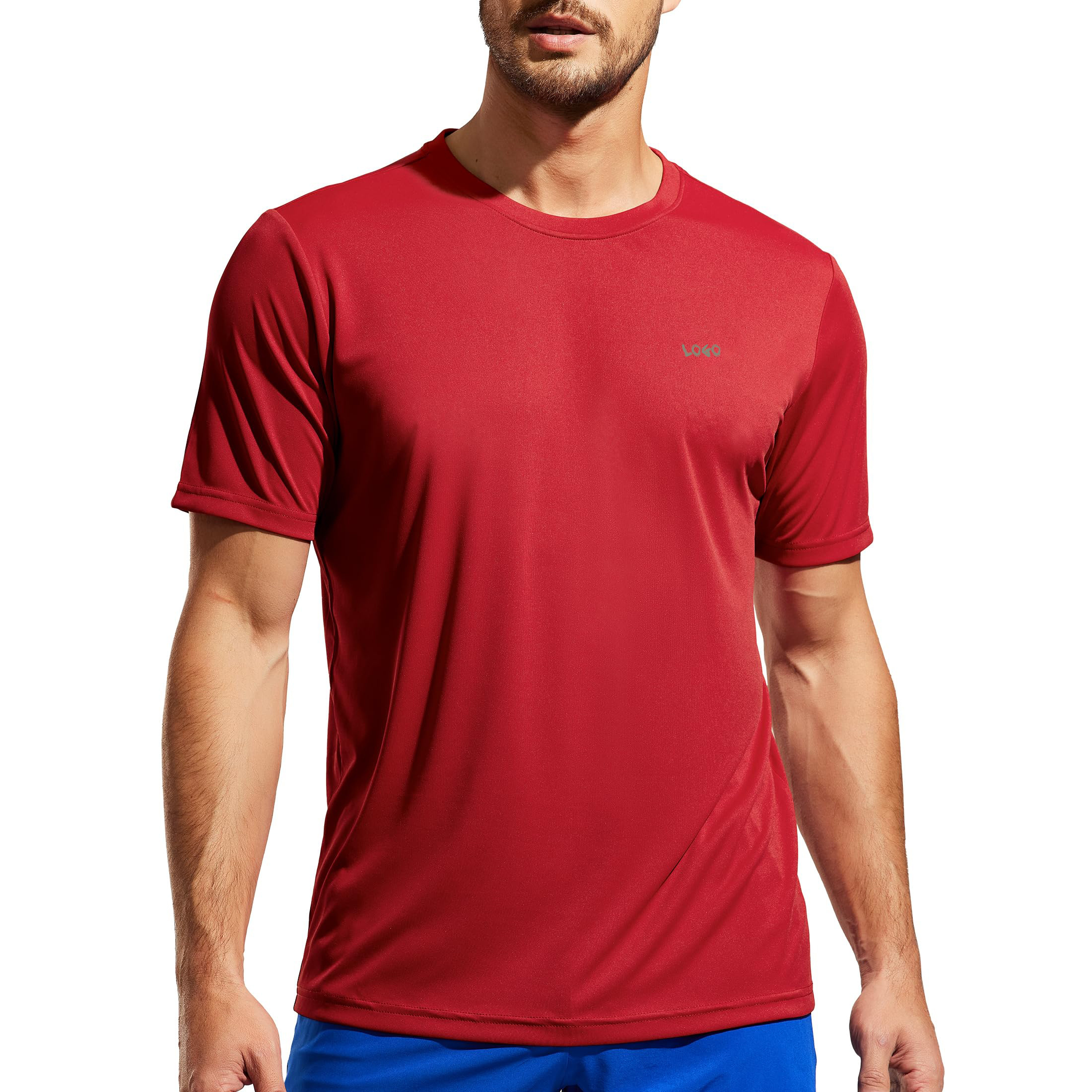 Promotion Athletic Running Shirts Quick Dry Polyester Moisture Wicking Workout 90 polyester 10 spandex t shirt