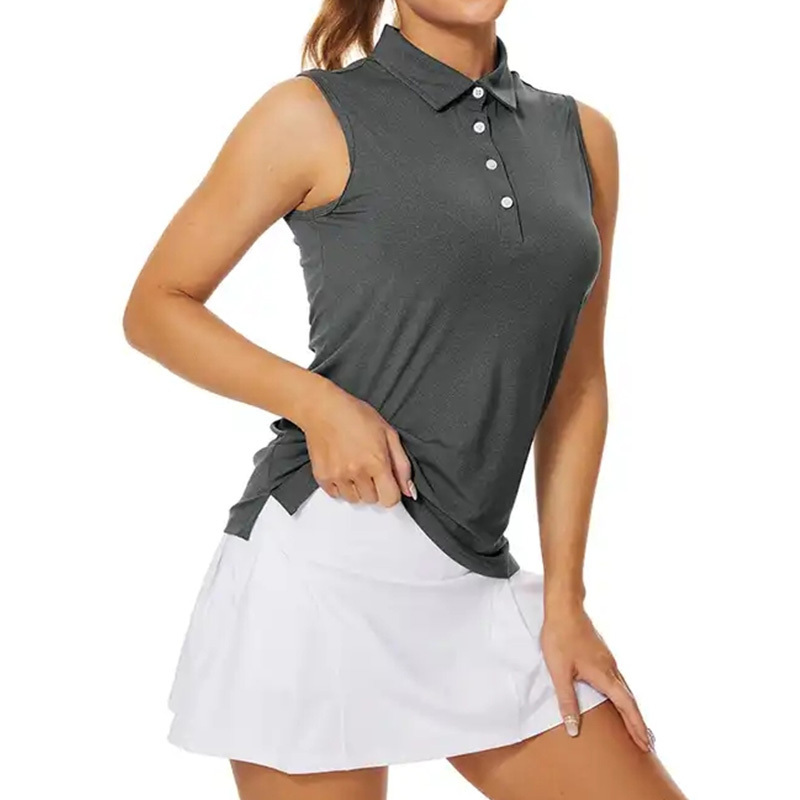 Women Lightweight Tennis Tank Tops Sports Sleeveless Polo Golf Shirts With Button