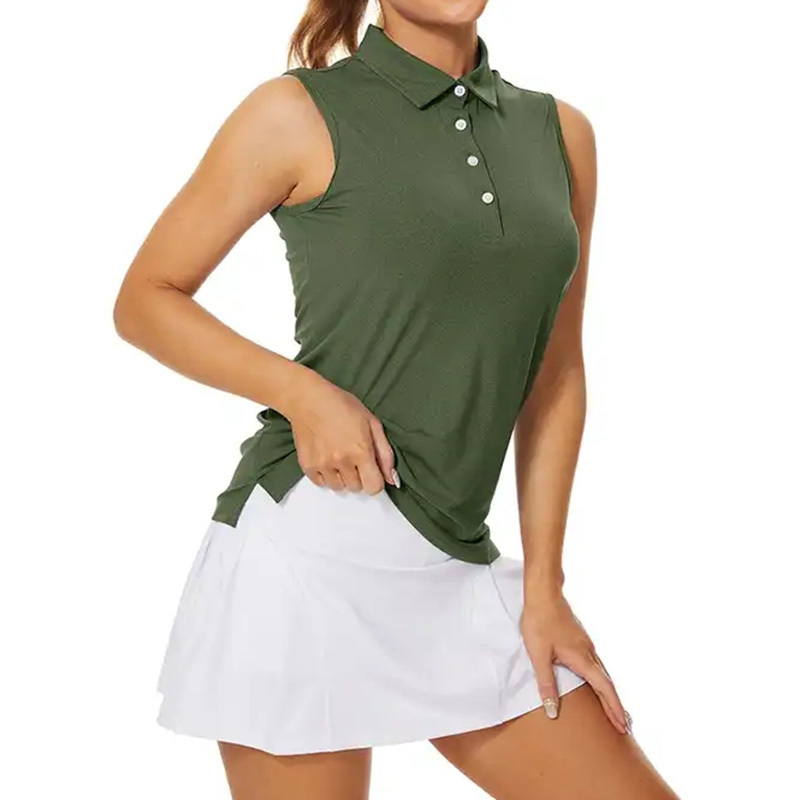 Women Lightweight Tennis Tank Tops Sports Sleeveless Polo Golf Shirts With Button