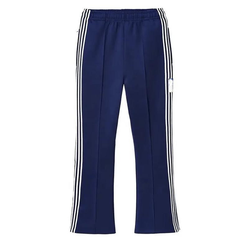 Custom men 95%polyester 5%elastane side stripe Tape down Legs jogger pants bottoms split flare sweat pants with zipper