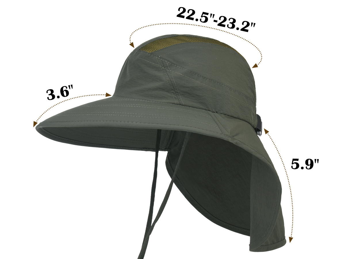 Outdoor Wide Brim  UV-protection UPF50+ Sun Hat with Neck Flap for Men Women Fishing Hiking Gardening Work