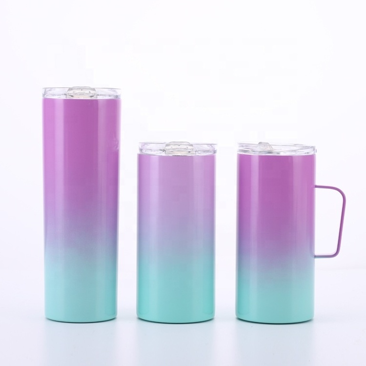 20oz stainless steel skinny tumbler cup double wall insulated tumbler with lid and straw insulated skinny tumbler cups