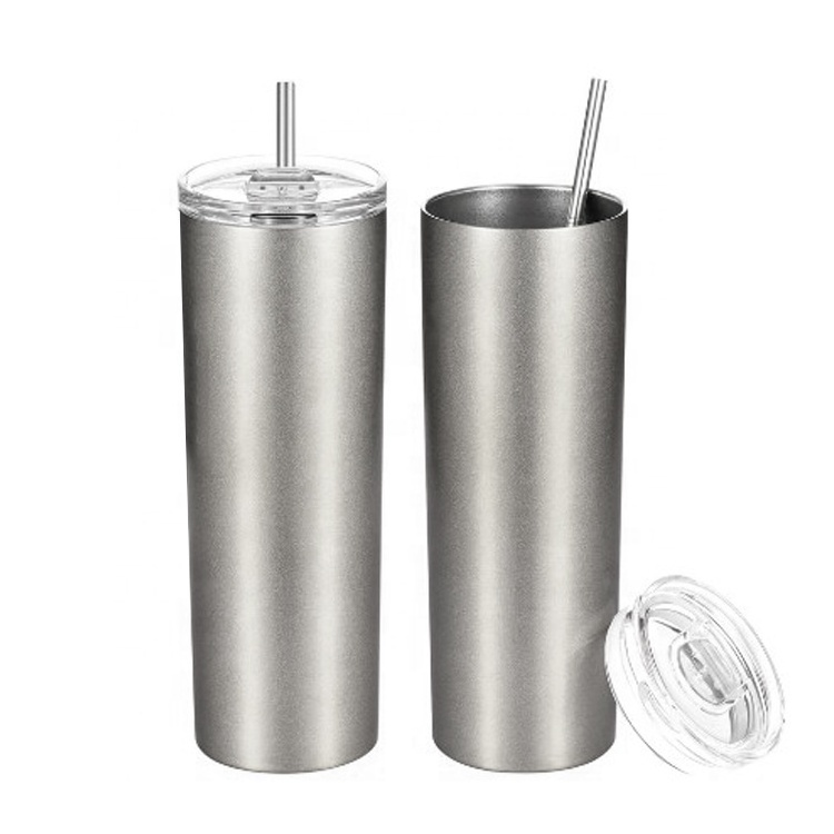 20oz stainless steel skinny tumbler cup double wall insulated tumbler with lid and straw insulated skinny tumbler cups