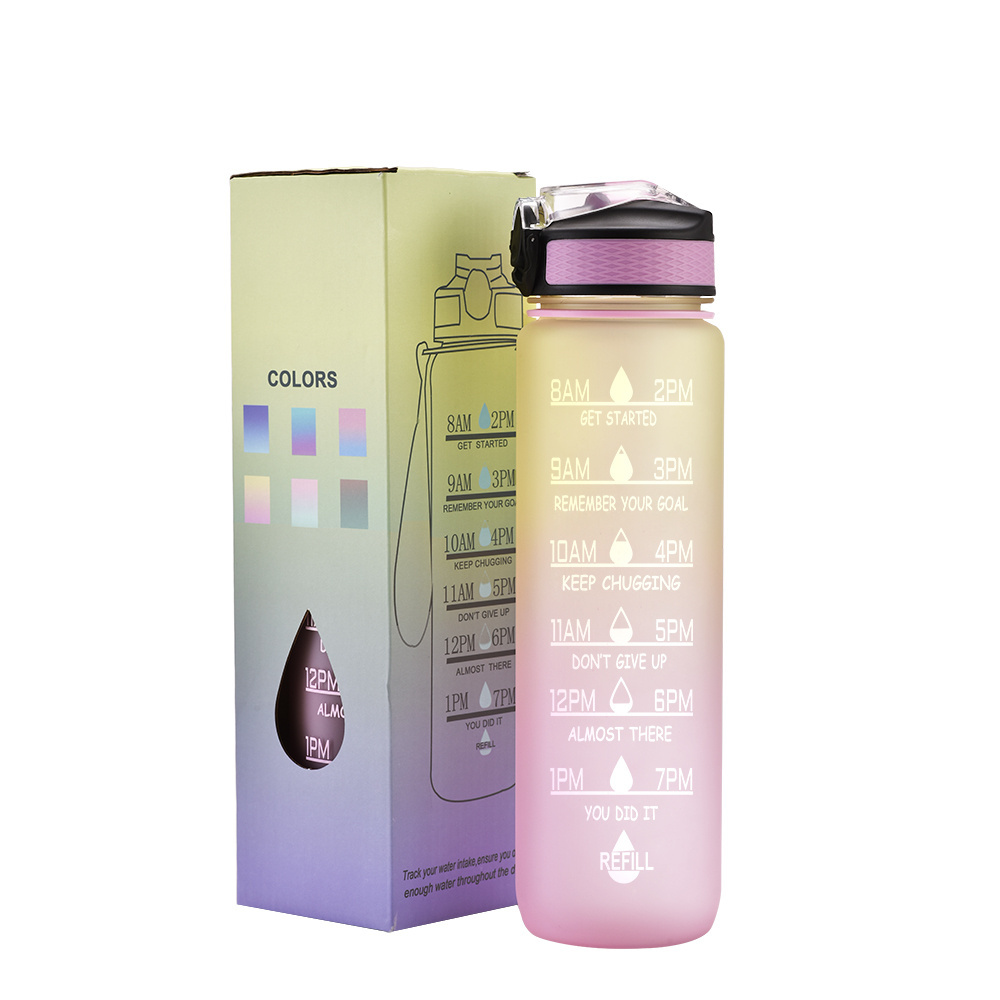 1000ml 500ml Trinkflasche plastic frosted tritan bpa free 1L sport kid gym 32oz motivational water bottle with custom logo