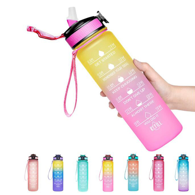 1000ml 500ml Trinkflasche plastic frosted tritan bpa free 1L sport kid gym 32oz motivational water bottle with custom logo