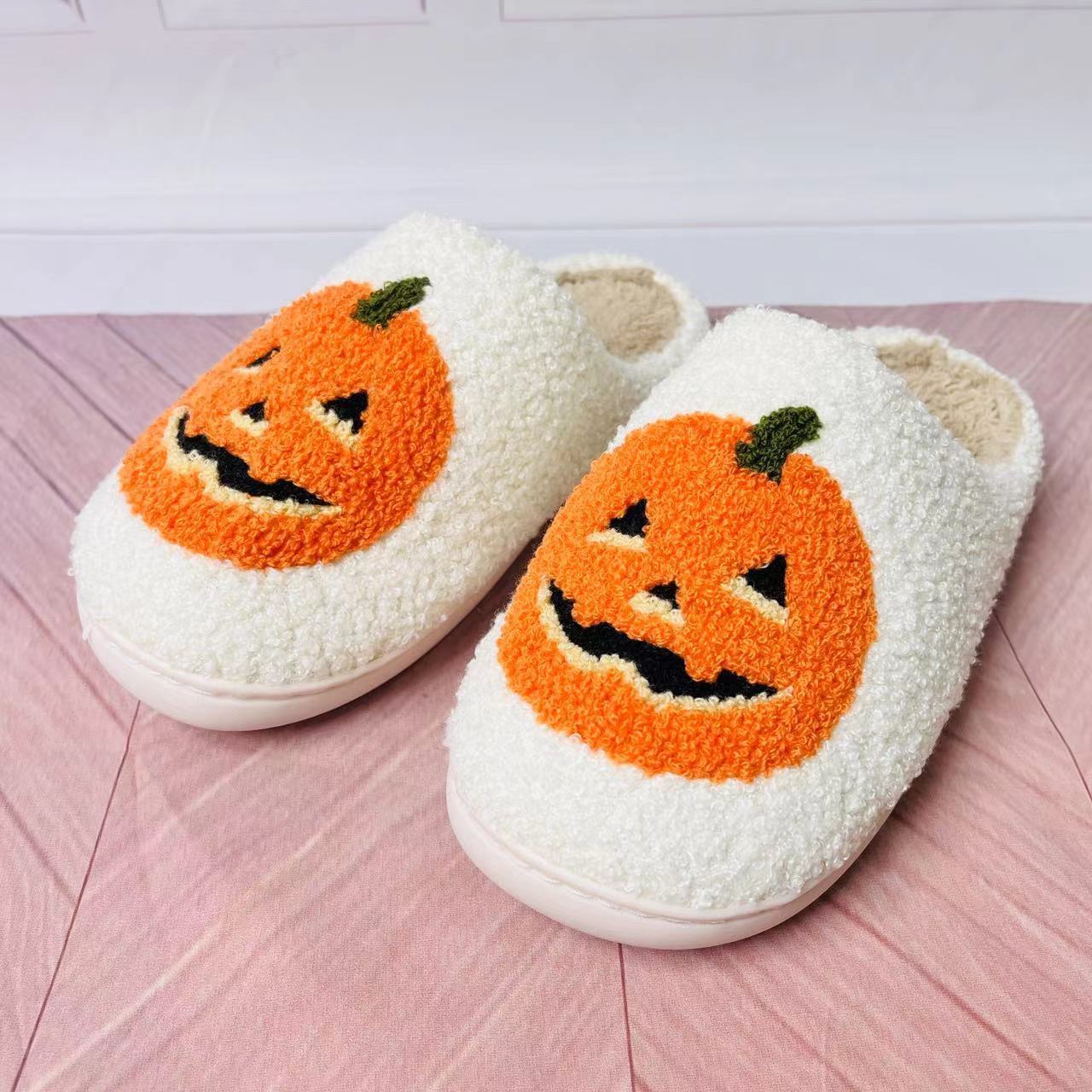 Halloween style pumpkin pattern Cotton Slippers Indoor Thick Sole Warm Slippers