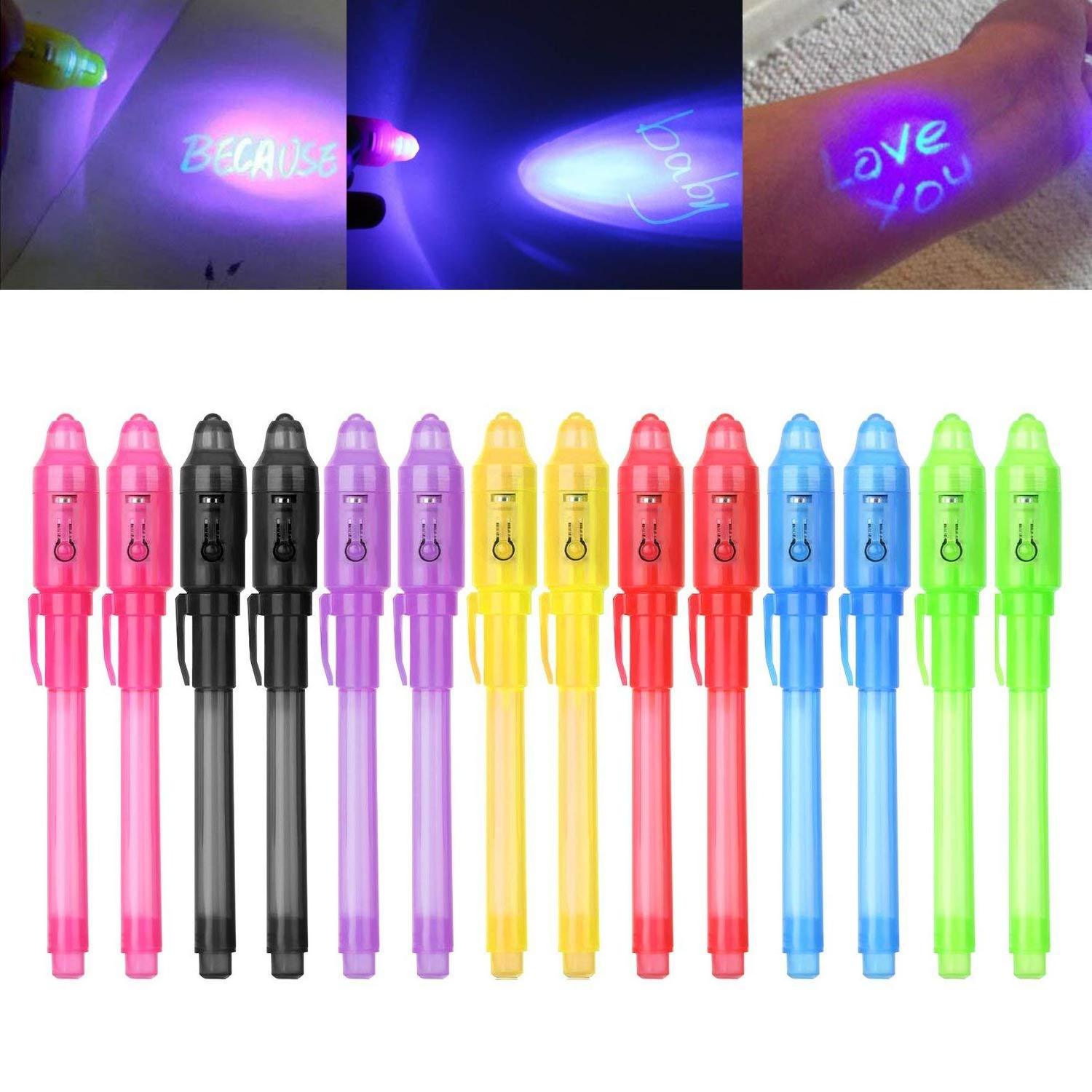 7 Colors Spy Magic Disappearing Invisible ink pen with UV light for Secret Message