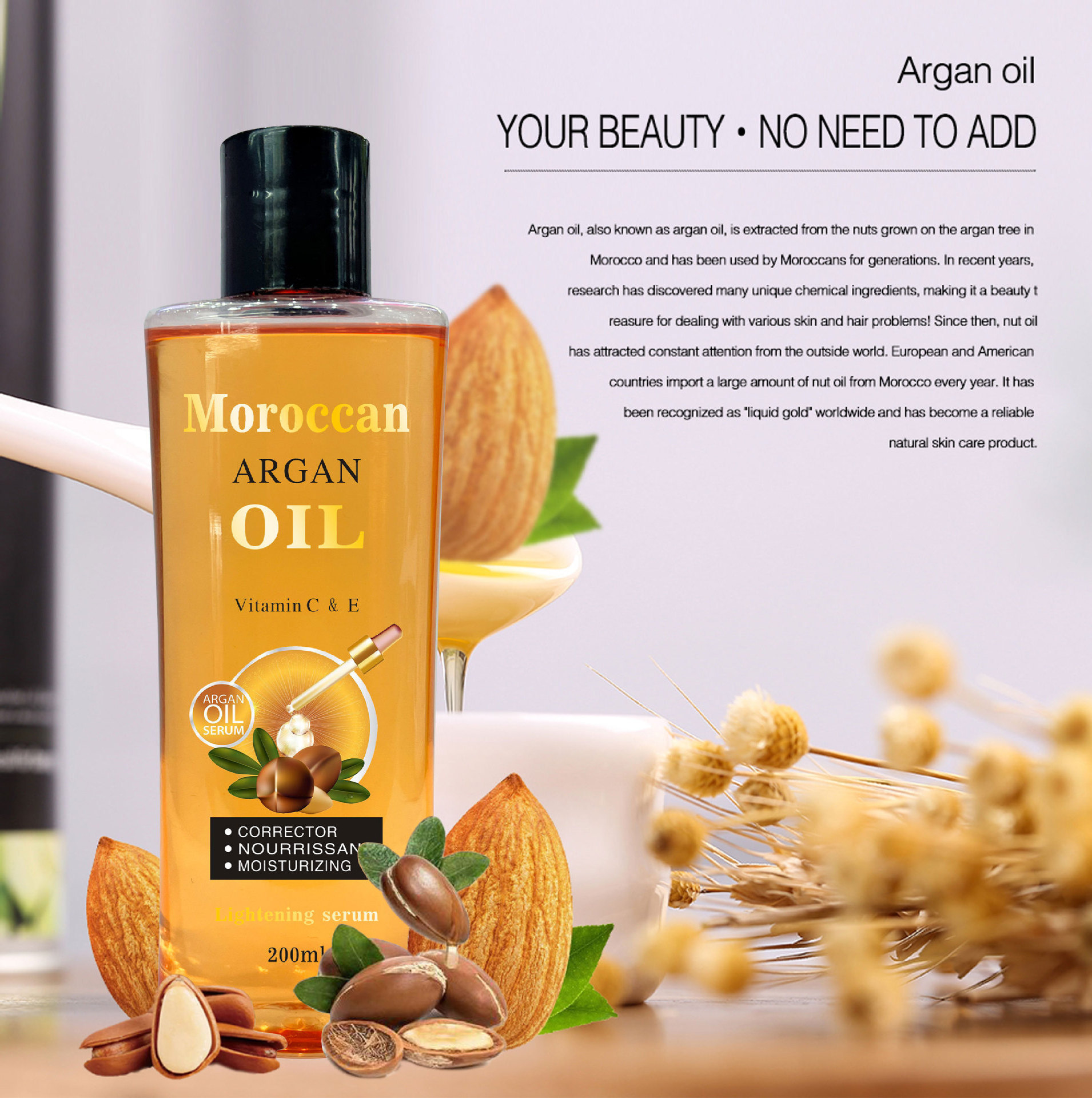 Body Massage Moroccan Argan Oil Hair Care Oil Women Perfect Balance Smooth Rejuvenating Keratin Hair Oil Serum