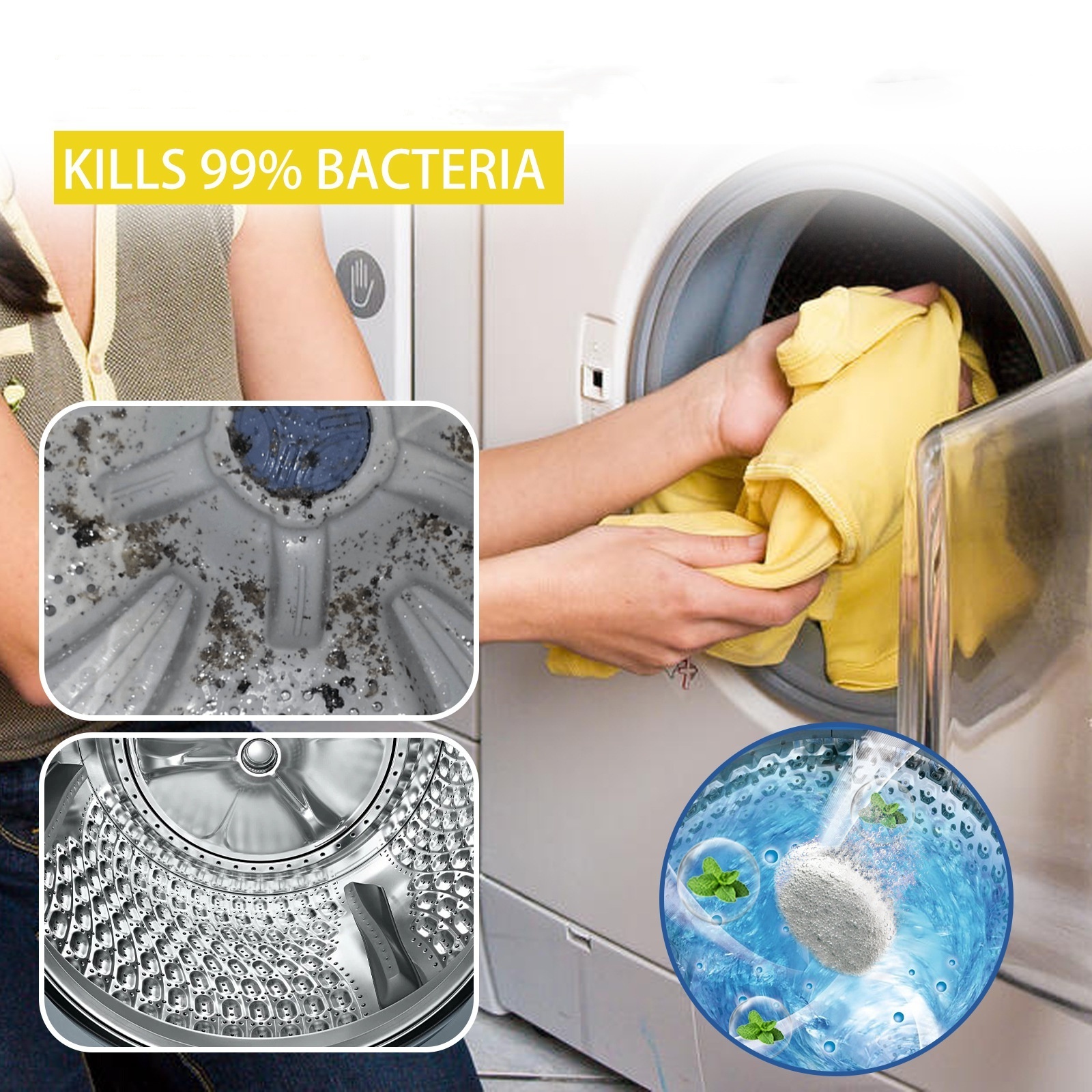 Washing Machine Slot Bubble Pills Effervescent Tablets Cleaner Remove Dirt  Bacteriostatic