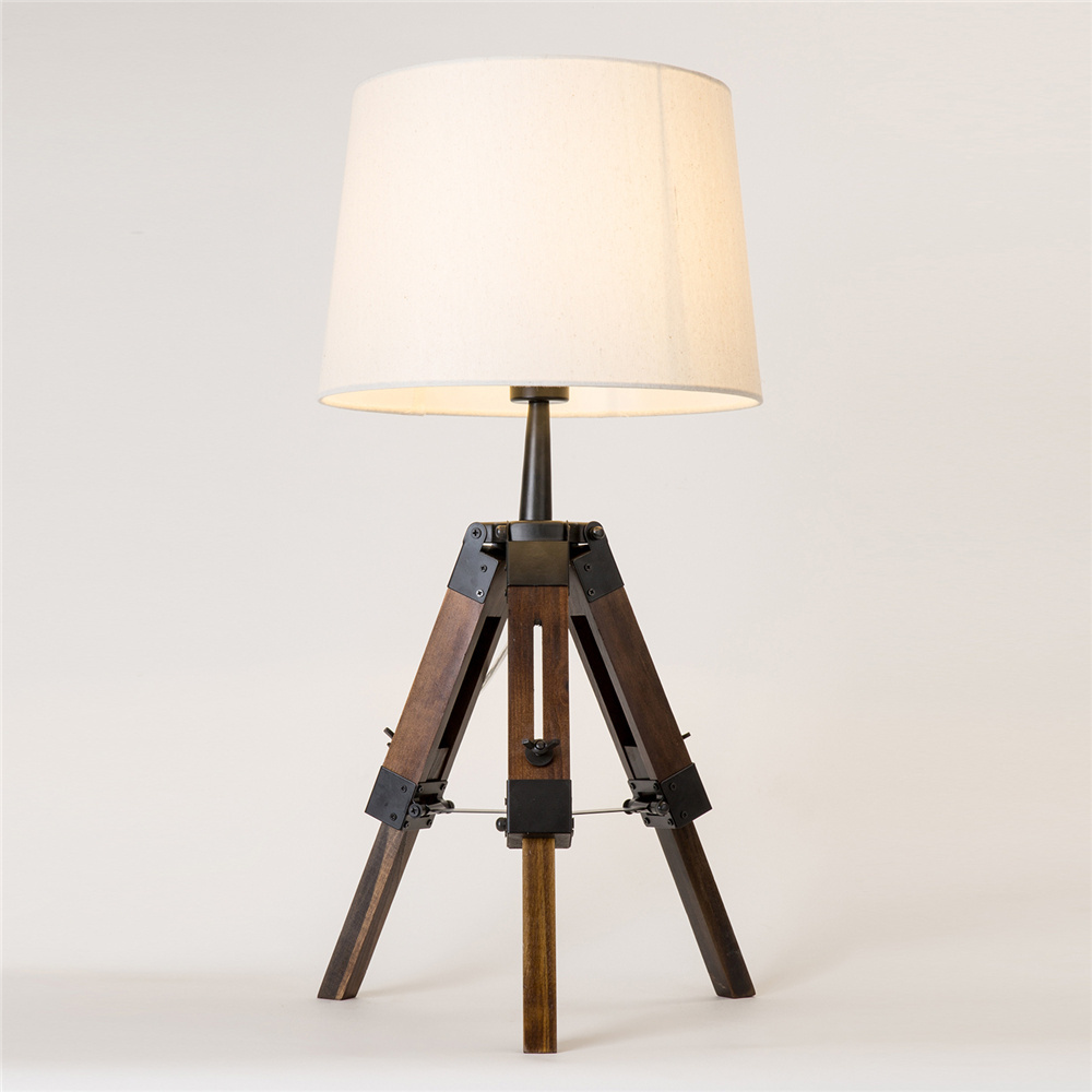 Simple desk lamp solid wood creative living room bedroom study bedside cabinet tripod learning decorative fabric Nordic desk lam