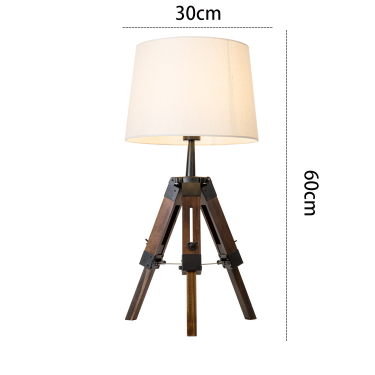 Simple desk lamp solid wood creative living room bedroom study bedside cabinet tripod learning decorative fabric Nordic desk lam