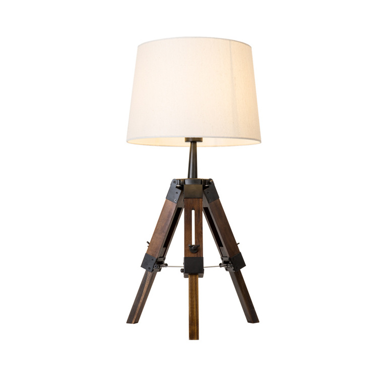 Simple desk lamp solid wood creative living room bedroom study bedside cabinet tripod learning decorative fabric Nordic desk lam