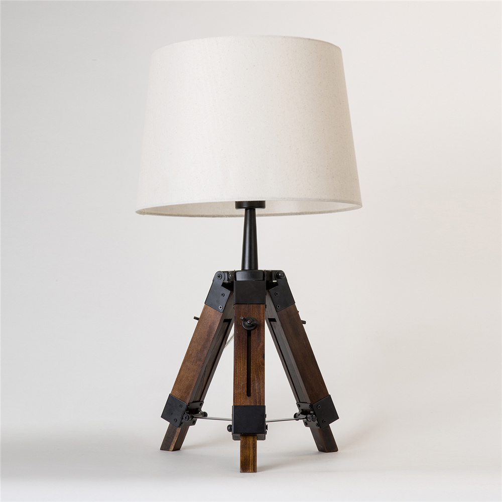 Simple desk lamp solid wood creative living room bedroom study bedside cabinet tripod learning decorative fabric Nordic desk lam