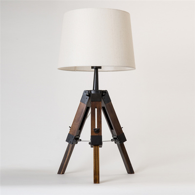 Simple desk lamp solid wood creative living room bedroom study bedside cabinet tripod learning decorative fabric Nordic desk lam