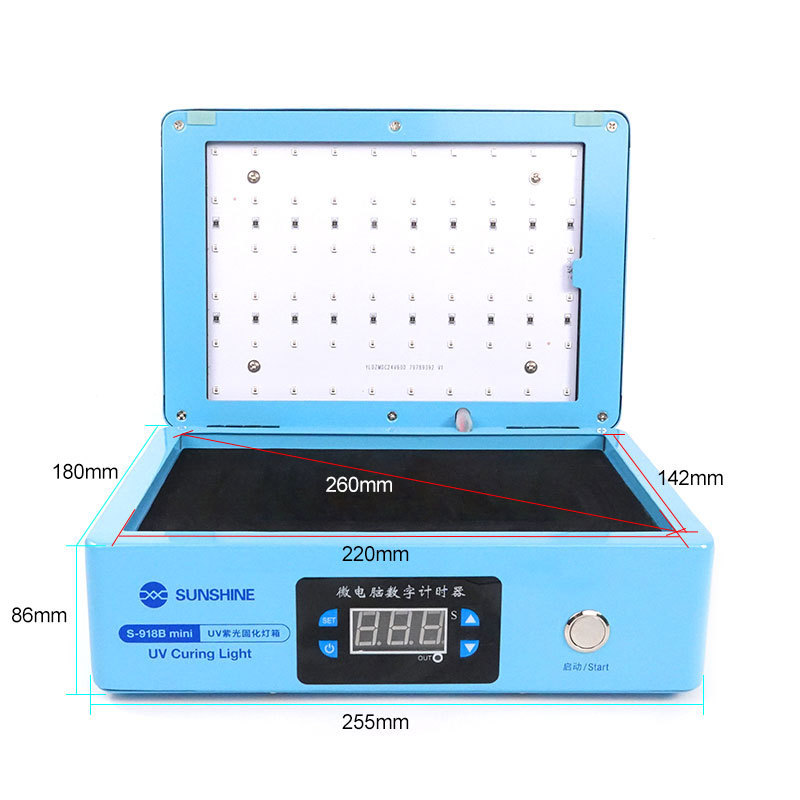 SUNSHINE S-918B Mini UV Curing Light Box With 60pcs Light No Wrinkless No Blistering High Effect to Curved Screens