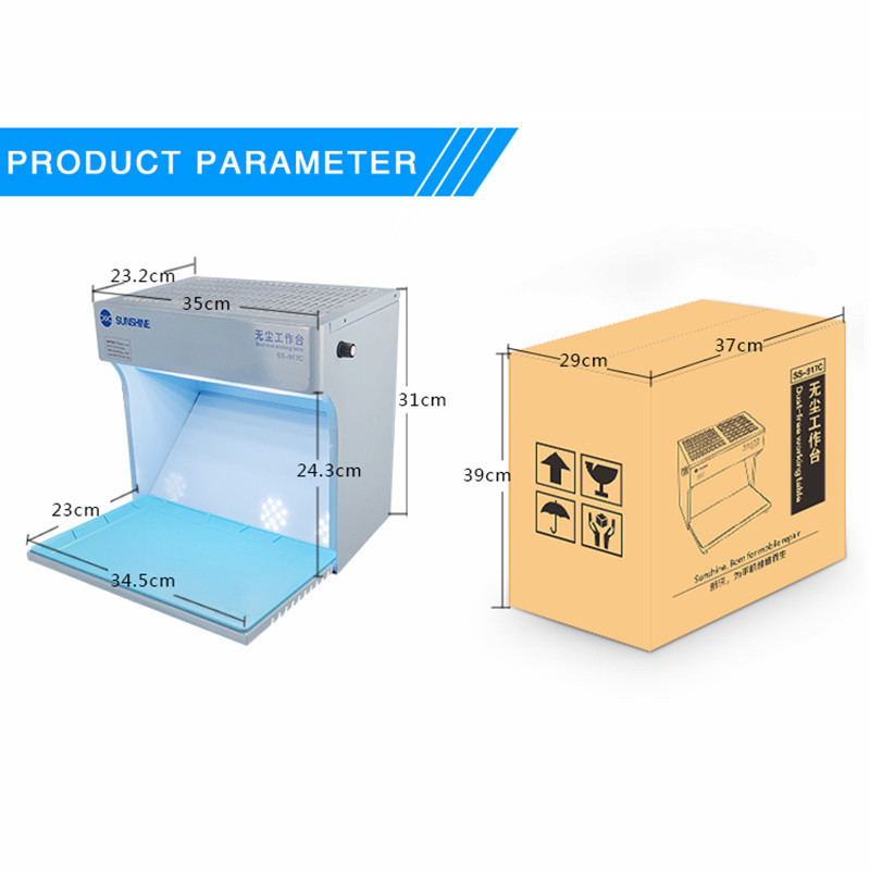 Sunshine S-917C Dust Free Room For Mobilephone Repair Tools Anti Dust Working Bench Adjustable Wind Cleaning Room Dust Checking