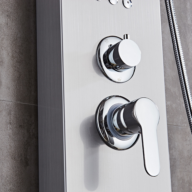 Multi function stainless steel bathroom control massage system rainfall wall SPA tower column douch shower panel light with LED