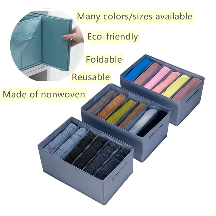 Foldable PP Non Woven Collapsible Underwear Basket Cube Hanging Storage Box Closet Clothes Jean 6pcs tshirt Wardrobe Organizer