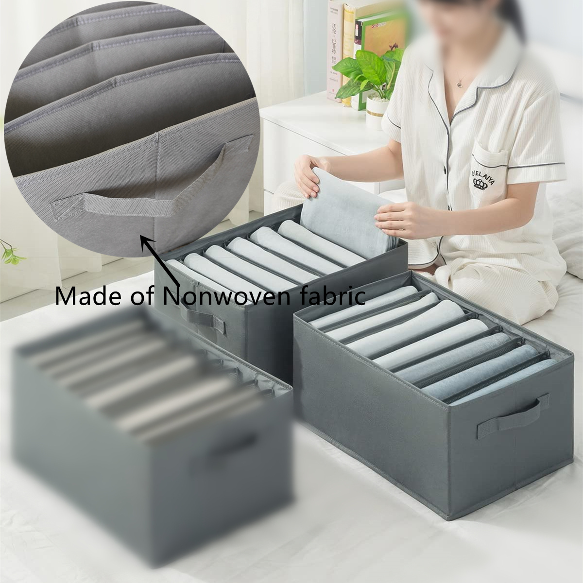 Foldable PP Non Woven Collapsible Underwear Basket Cube Hanging Storage Box Closet Clothes Jean 6pcs tshirt Wardrobe Organizer